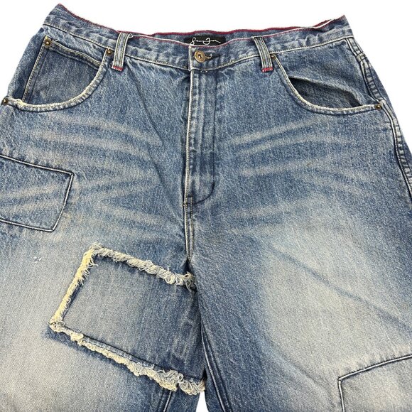 Sean John Jeans Baggy Patchwork Denim Y2K Size 32x32 Grunge Skater Hip Hop - Picture 4 of 12
